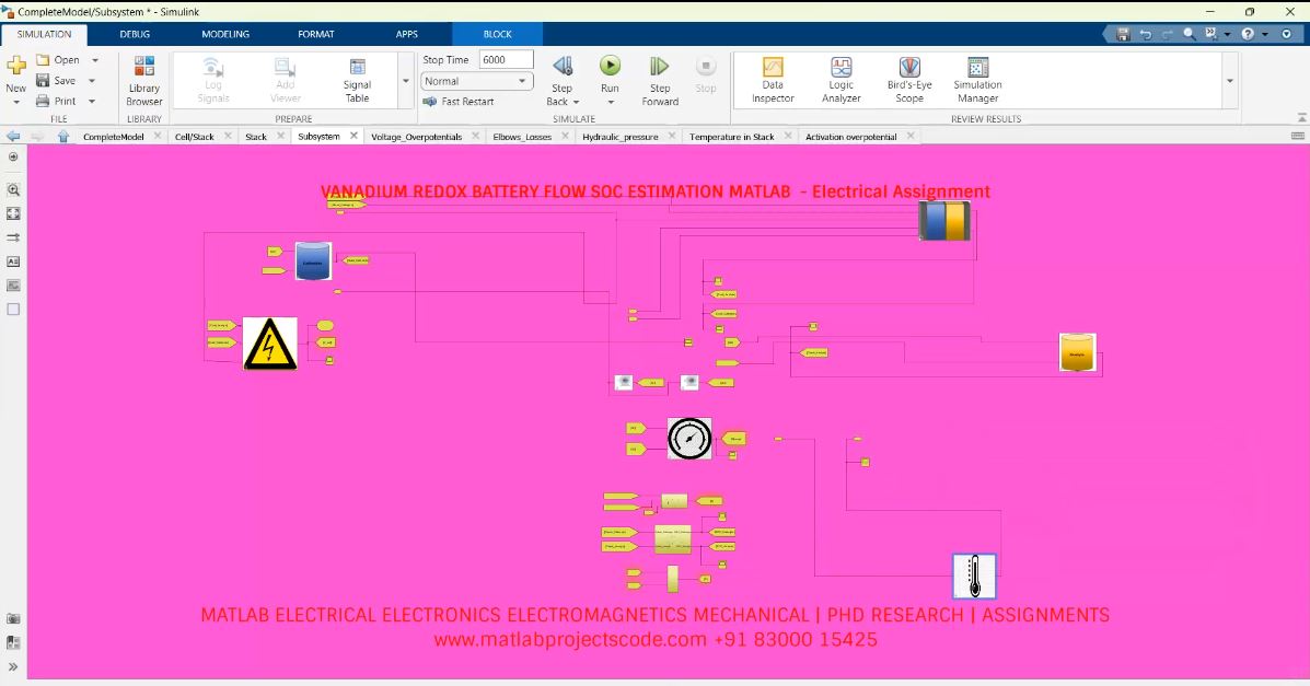 VANADIUM REDOX BATTERY FLOW SOC ESTIMATION MATLAB  - Electrical Assignment